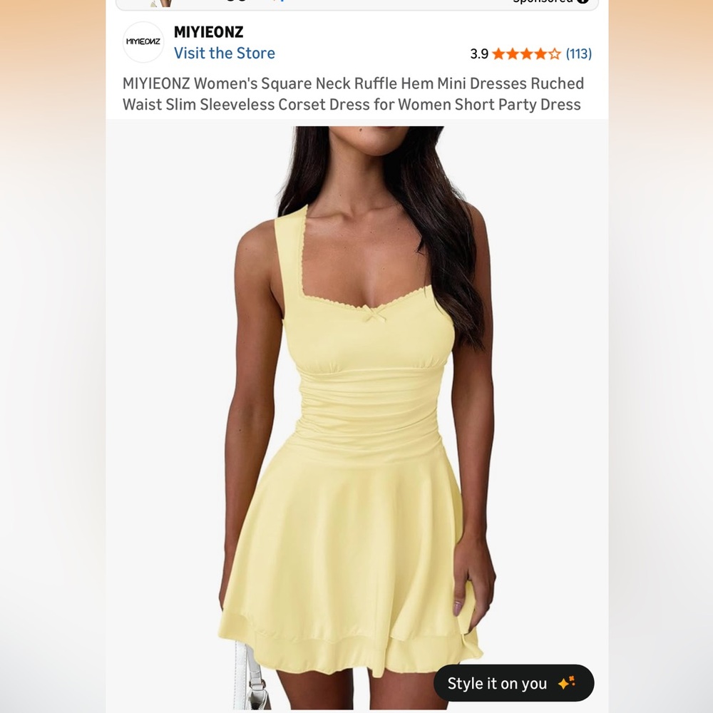 Yellow Sleeveless Corset Dress
